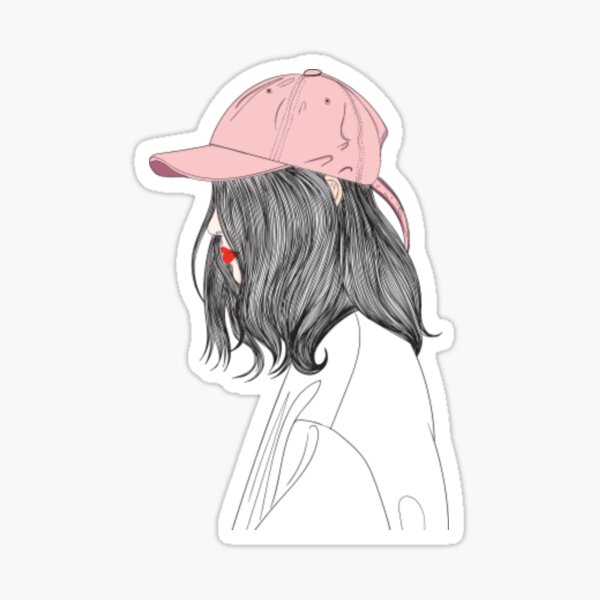 Girl portrait print Sticker