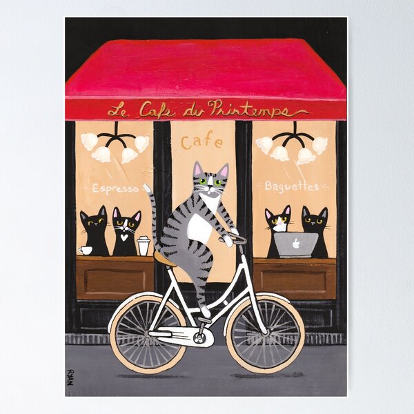 A Bicycle Ride Past the Cafe Poster