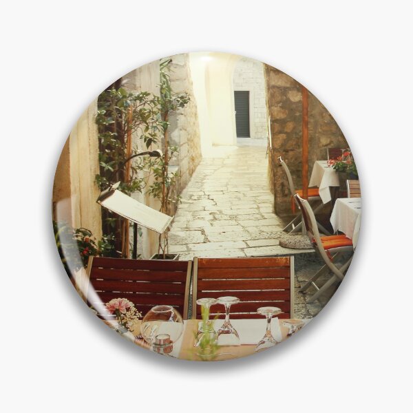 Item preview, Empty cozy cafe in old european narrow street in summer time vacation designed and sold by dariazu.