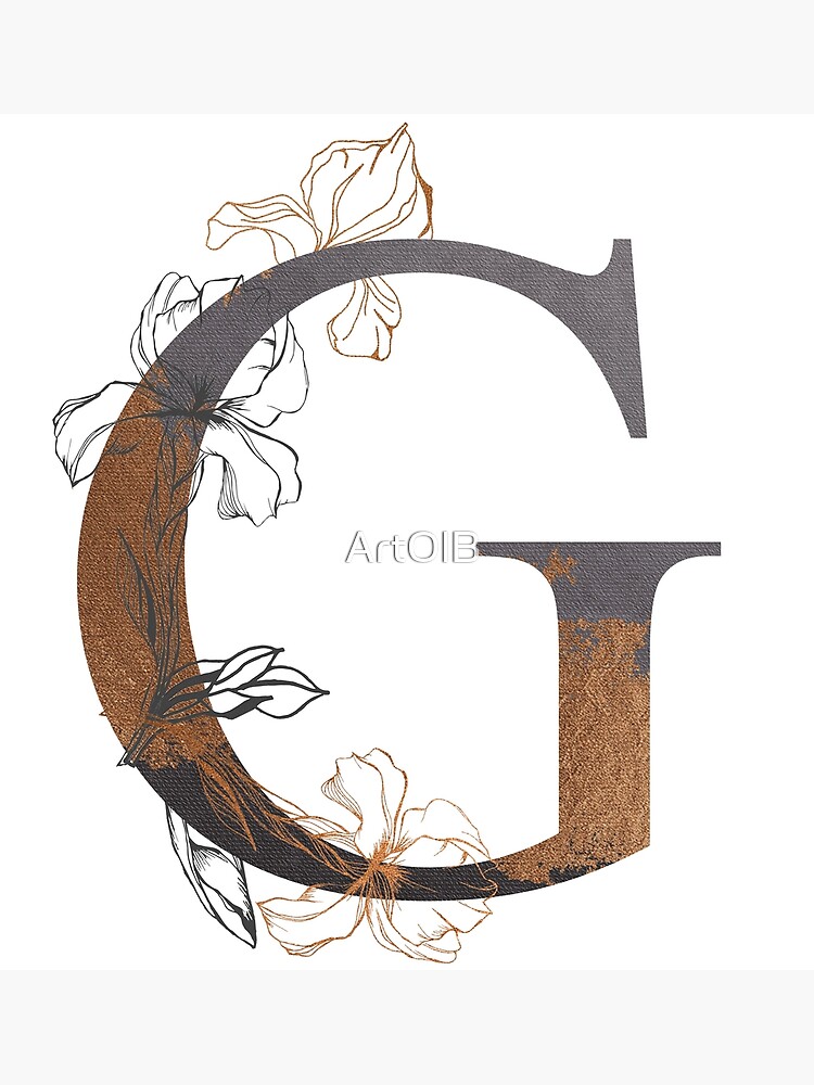 Watercolor Letter G Initial Name Monogram Wildflowers Spring T