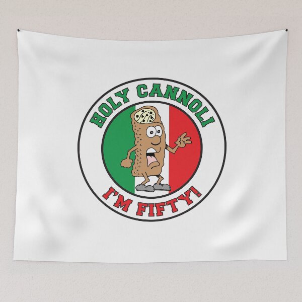 Item preview, Holy Cannoli I'm 50 Italian Cannoli Cartoon With Flag of Italy designed and sold by jaycartoonist.