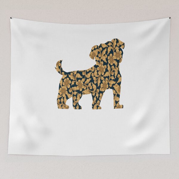 Item preview, pug dog golden ornamental floral gift designed and sold by alaechamlal.