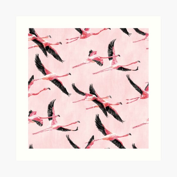 Flamingos in Flight Art Print