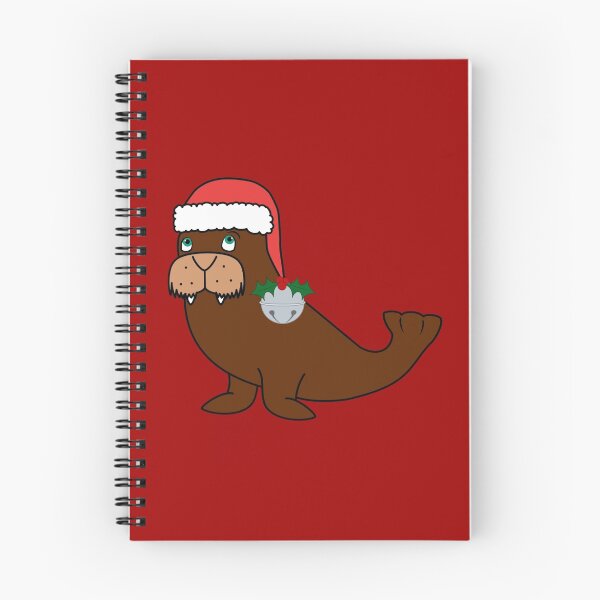 Item preview, Christmas Walrus with Red Santa Hat, Holly & Silver Jingle Bell designed and sold by Grifynne.