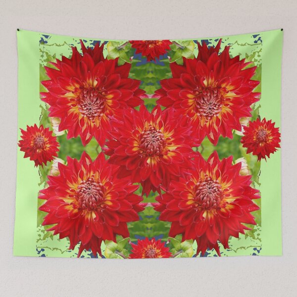 Item preview, HOLIDAY RED DAHLIAS GREEN GARDEN designed and sold by sharlesart.