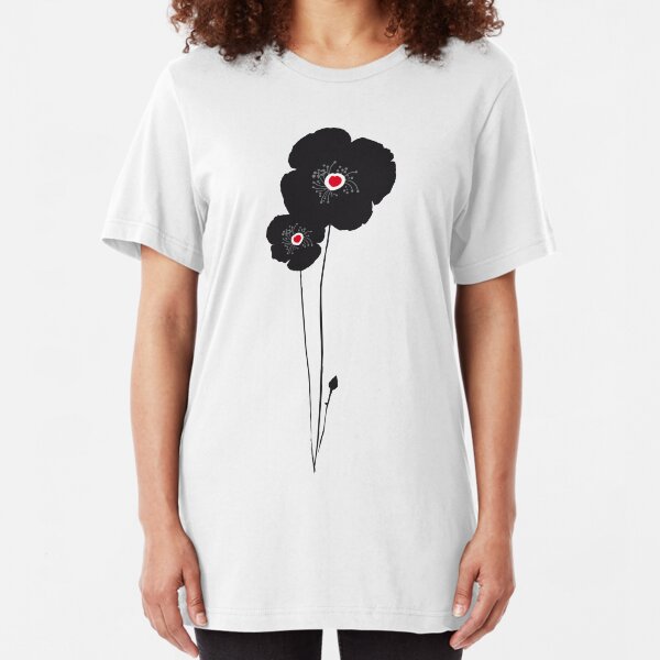 Black poppy / Coquelicot noir tee-shirt Slim Fit T-Shirt