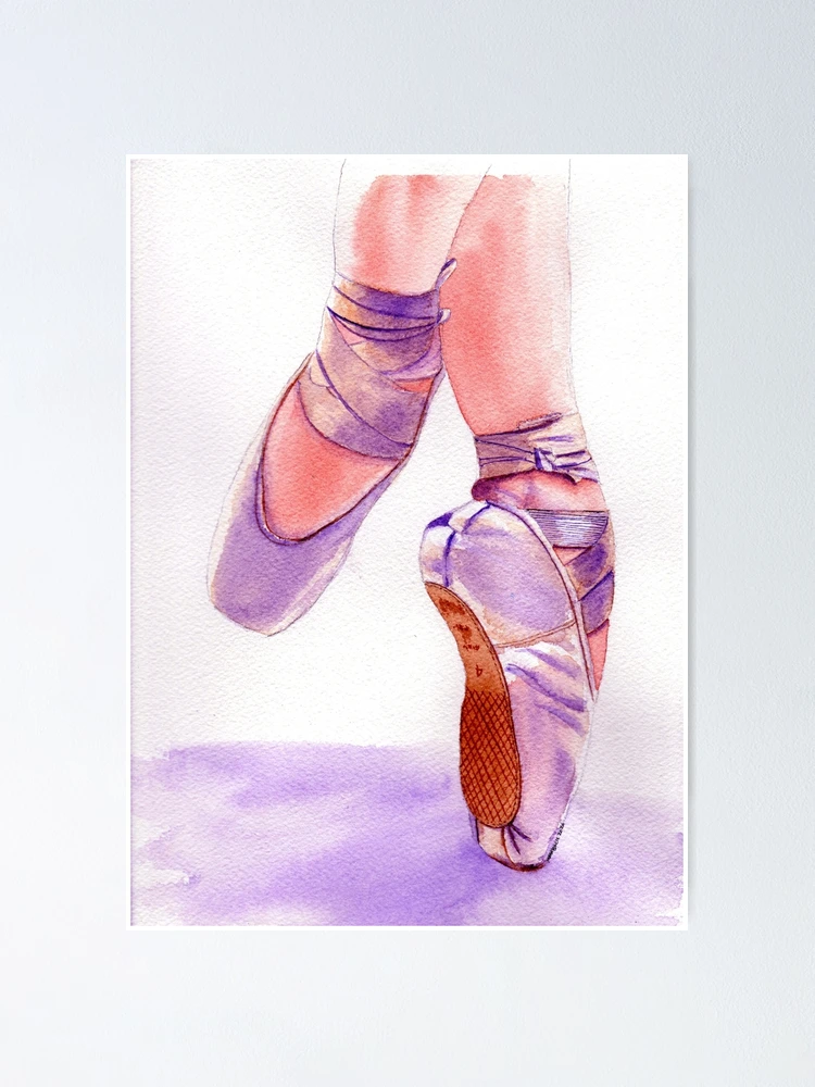 Pintura en acuarela de zapatillas de ballet · Creative Fabrica