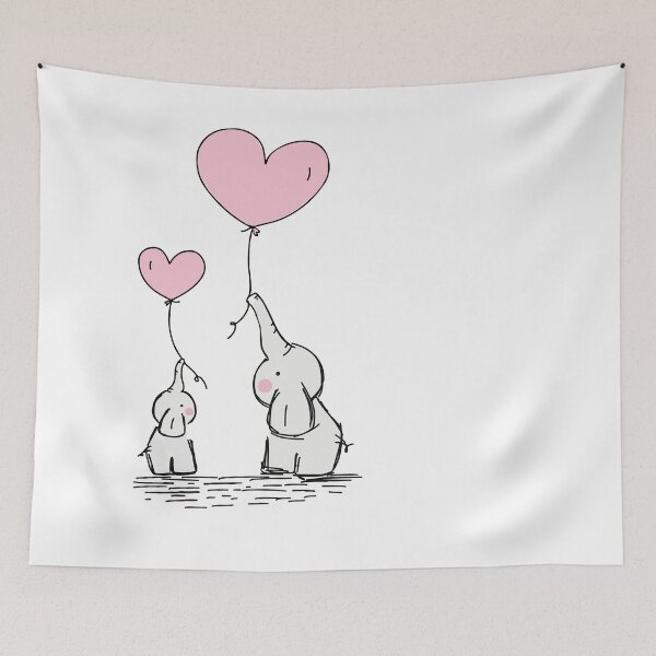 Item preview, Baby and parent elephant with heart designed and sold by jozefds.