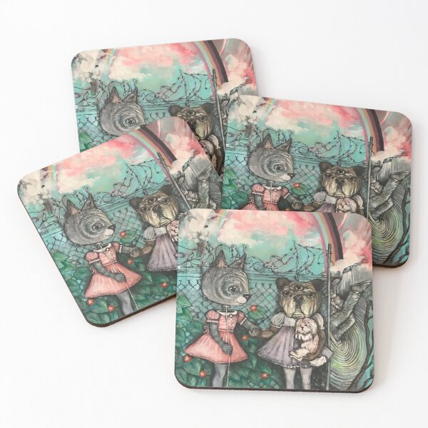 Item preview, Lowbrow Illustration Rainbow Cat Dog Fine Art designed and sold by Mutantland.
