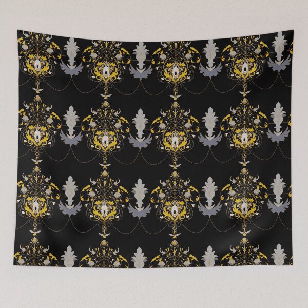 Item preview, Mari Lwyd Victorian wallpaper design filigree designed and sold by skullsandsheets.