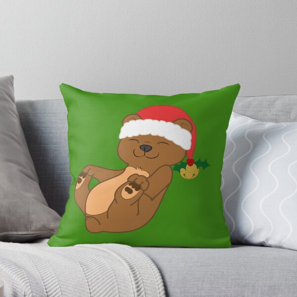 Artikelvorschau, Weihnachtsbrauner Bär mit roter Weihnachtsmütze, Holly & Gold Bell entworfen und verkauft von Grifynne.