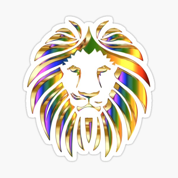 Gold Rainbow Lion Head Sticker