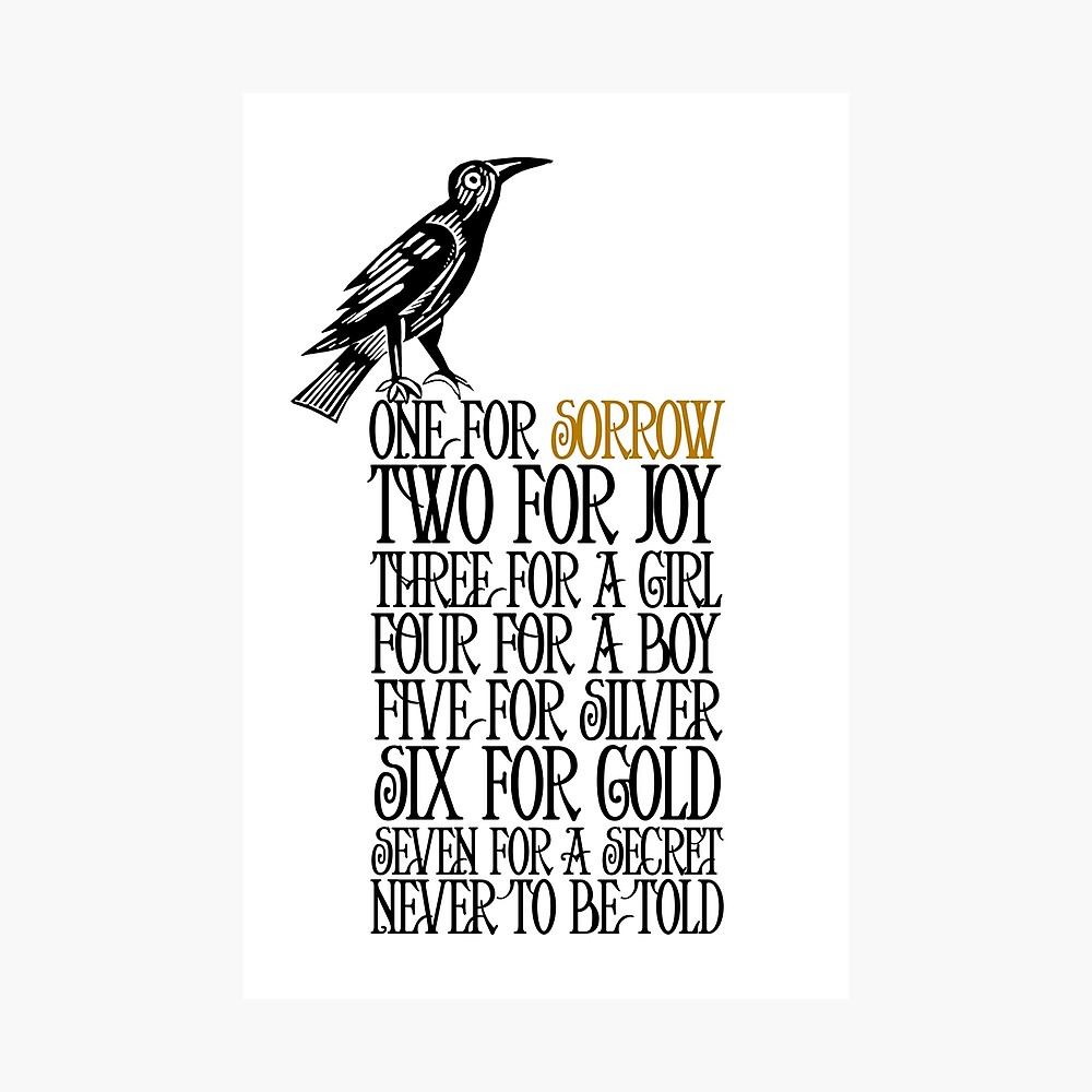 One For Sorrow: Counting Crows Rhyme Postcard for Sale by WhatOdds |  Redbubble