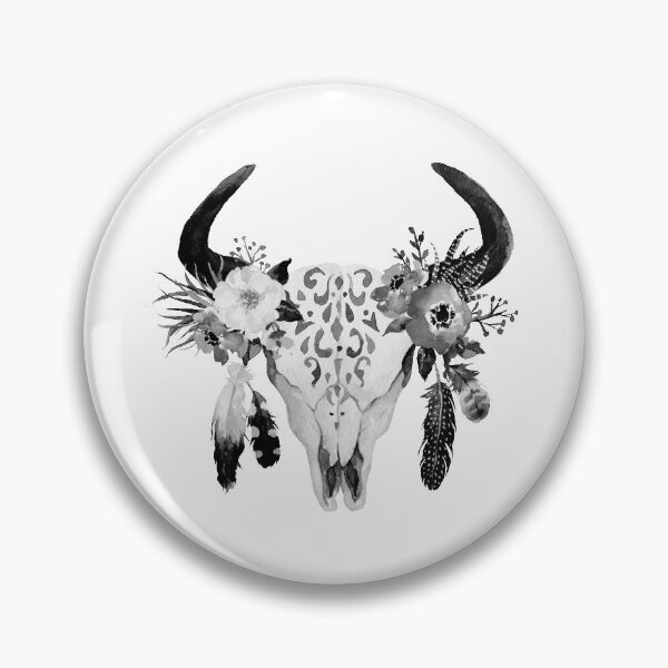 Item preview, Monochrome Bohemian Stag Skull designed and sold by MotivatedType.