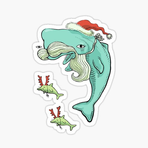 Christmas Whale Sticker