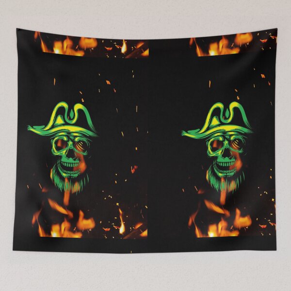 Item preview, A flaming pirate skull designed and sold by Crazy designer ⭐⭐⭐⭐⭐.
