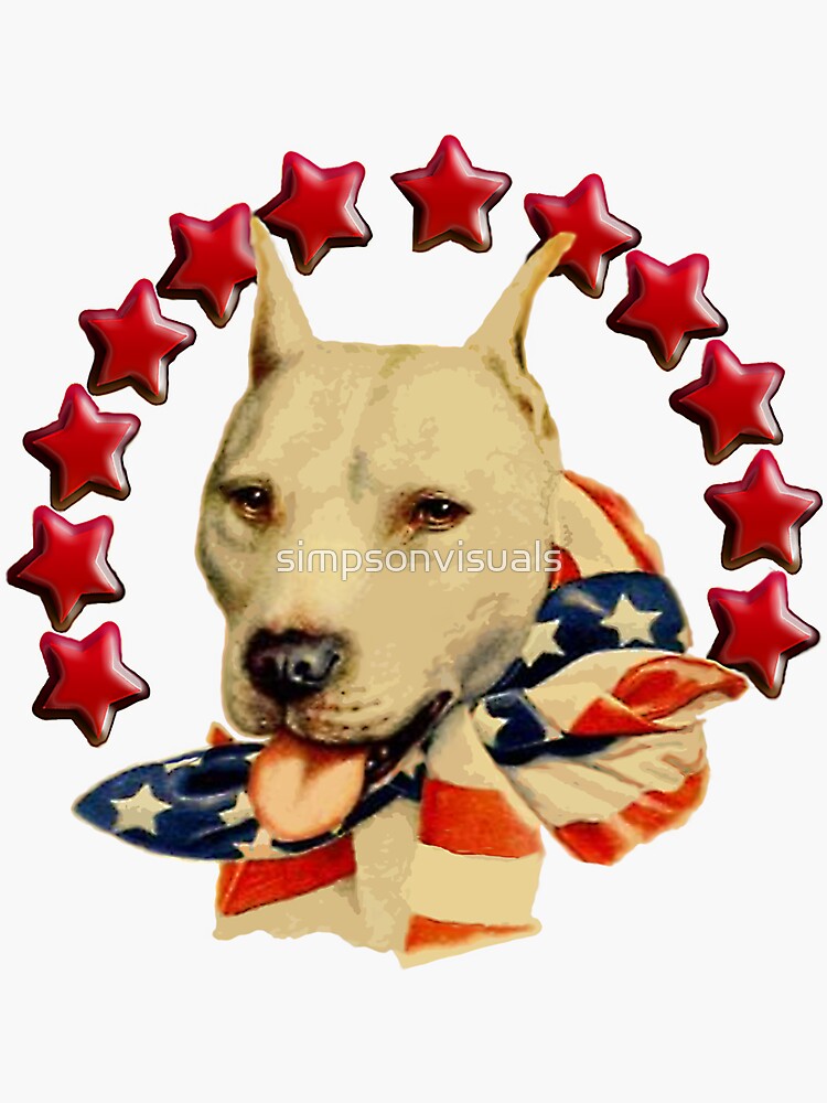 "Vintage Pitbull Terrier US Flag Dog" Sticker by simpsonvisuals Redbubble