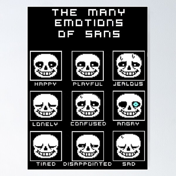 Artikel-Vorschau von Die vielen Emotionen von Sans - Undertale, designt und verkauft von Graphinomenal Designs.