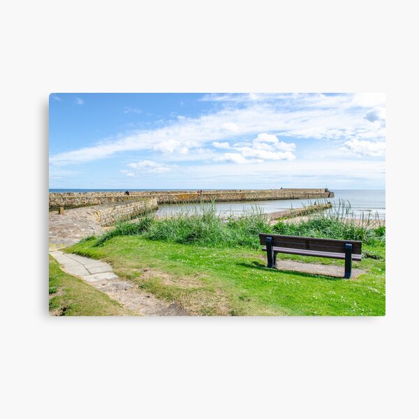 Bench At St Andrews Harbour Wall Canvas Print