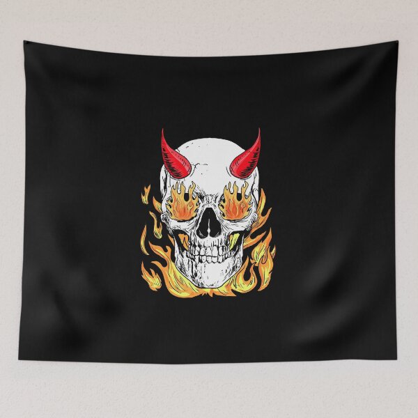Item preview, Horned Skull in Flames designed and sold by nellylebrun.