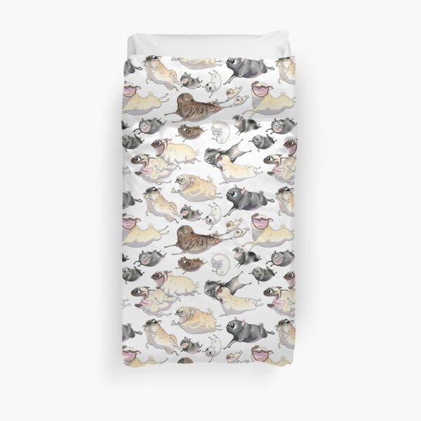 Pugs on the Run (white background) Duvet Cover