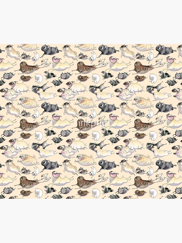 Pugs on the Run (straw background) by inkpug