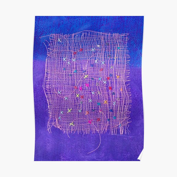 Grid - Abstract Art Work With Stitching Poster