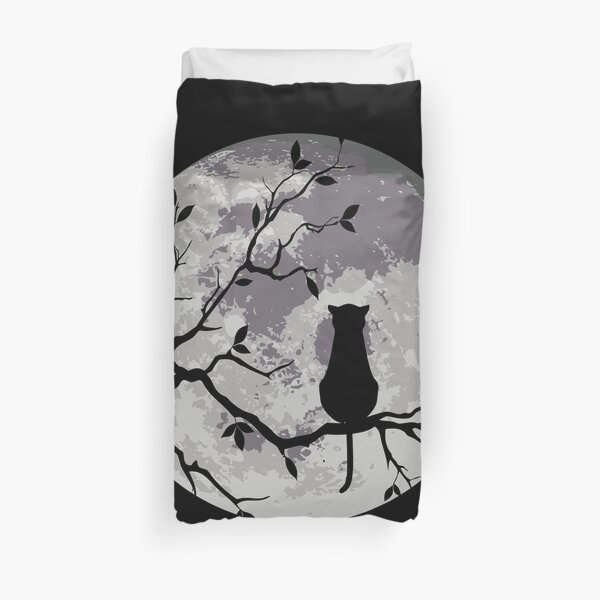 The Cat And The Moon Duvet Cover