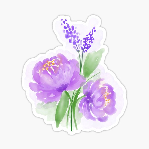 Purple Flower Watercolour Sticker