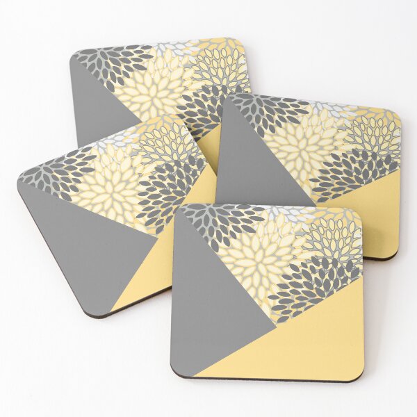 Item preview, Floral Abstract Art, Yellow and Gray designed and sold by meggydesigns.