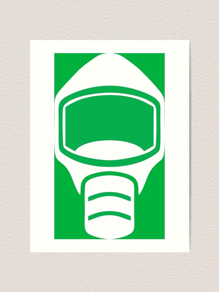 "Emergency Escape Mask (or Smoke Hood, or Gas Mask) Sign" Art Print by
