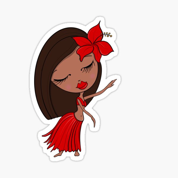 Hula Dancer in Red Sticker