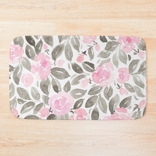 Item preview, Loose watercolor florals in pink and grey, "Miriam" designed and sold by blursbyai.