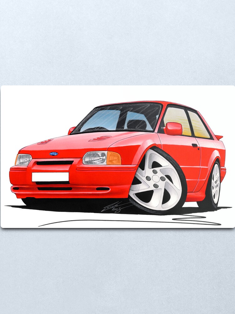 Ford Escort Rs Turbo S2 Red Metal Print By Yeomanscarart Redbubble
