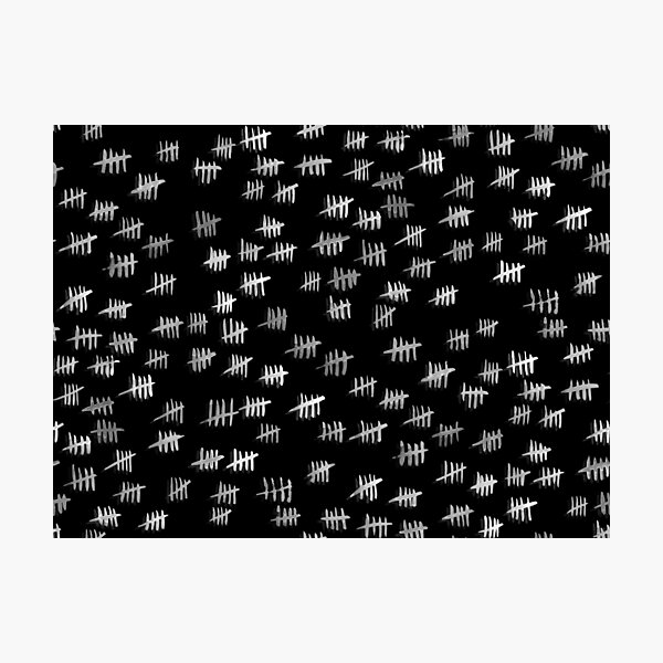Anticipiating countdown - white on black Photographic Print