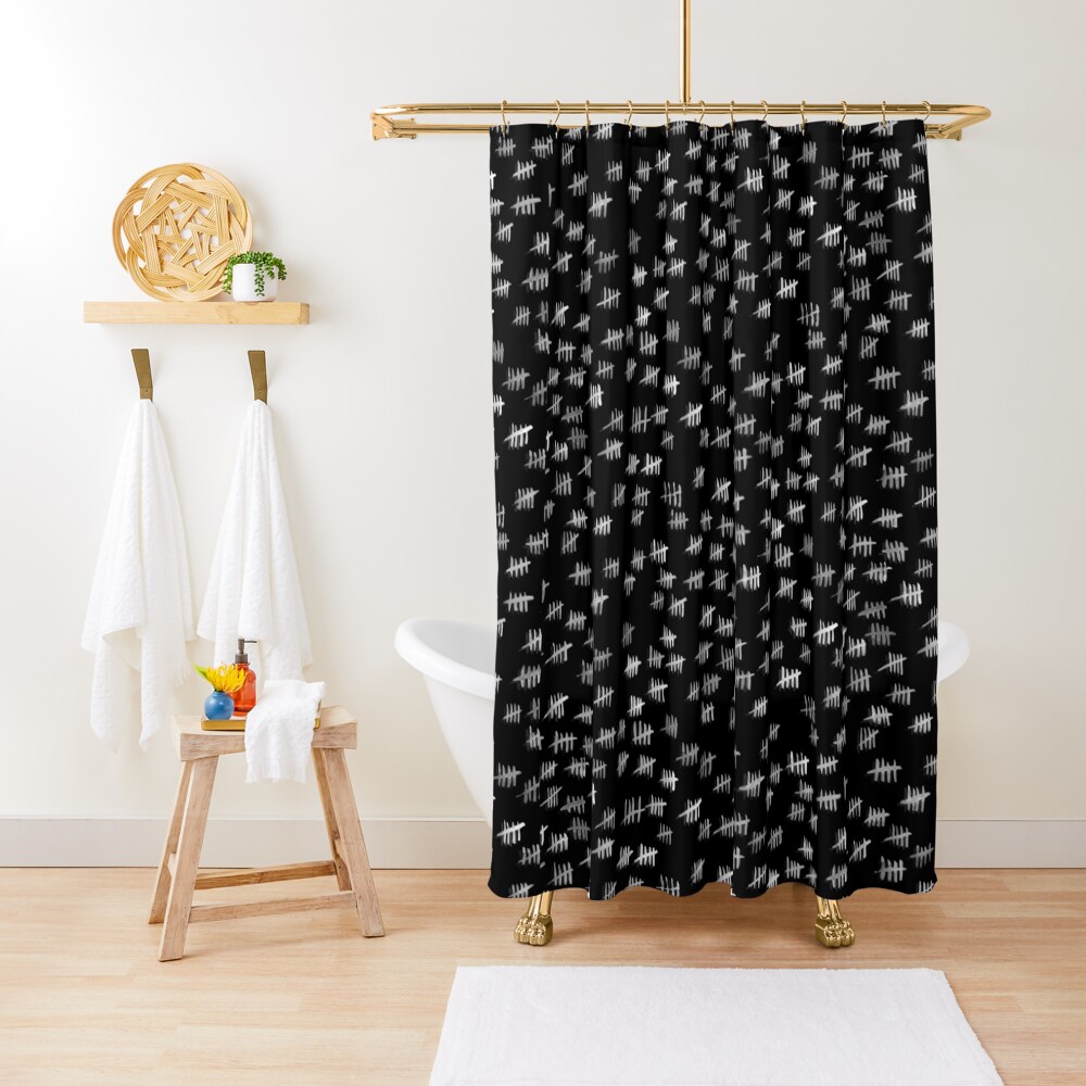 Anticipiating countdown - white on black Shower Curtain