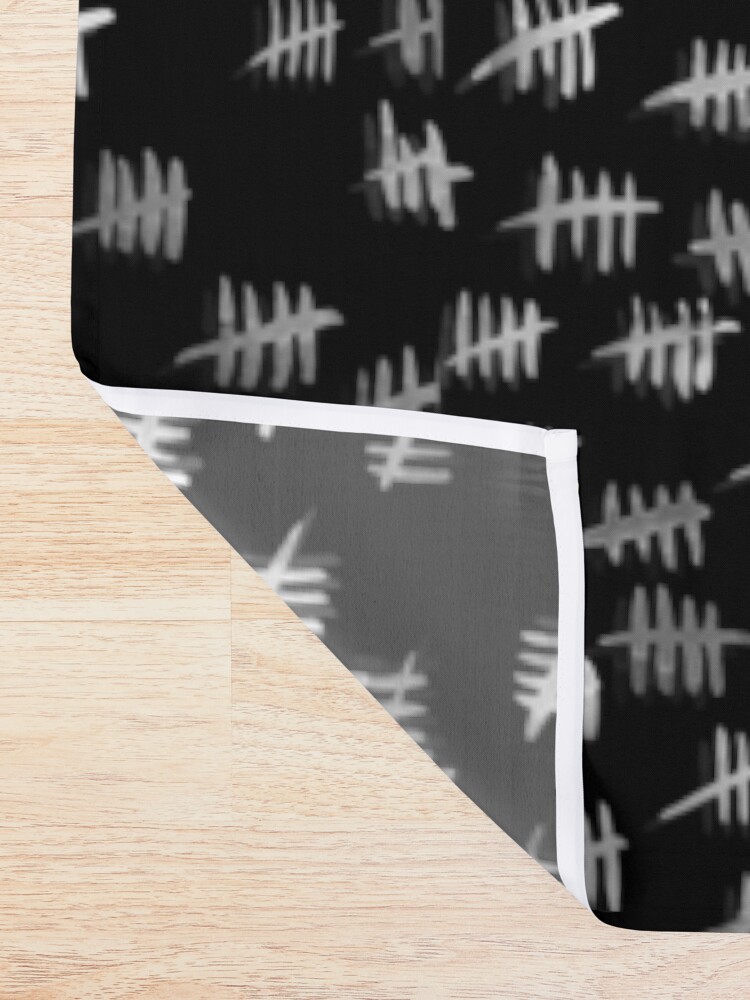 Alternate view of Anticipiating countdown - white on black Shower Curtain
