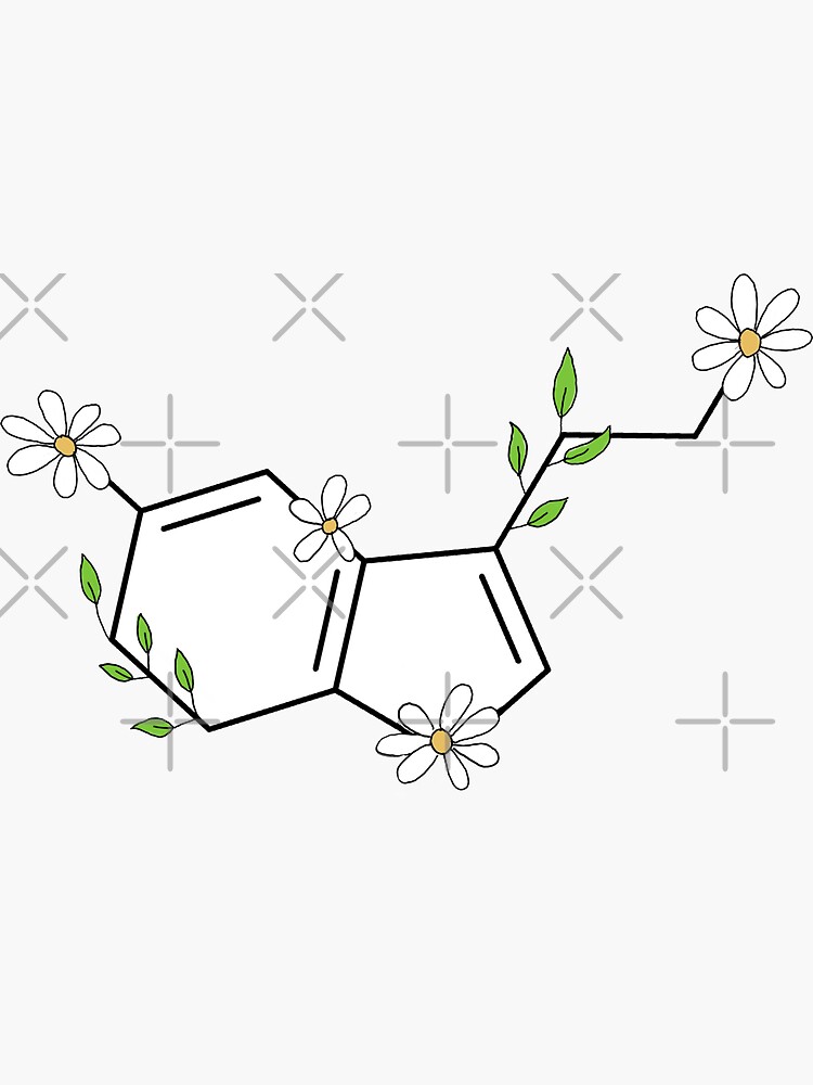 Thumbnail 3 of 3, Sticker, Floral Serotonin Molecule designed and sold by kthewlett.