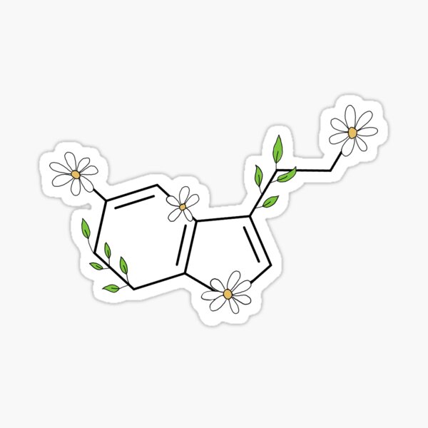 Floral Serotonin Molecule Sticker