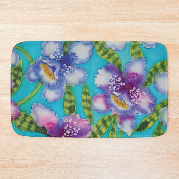 Item preview, Orchids in Magenta and Purple on Aqua   designed and sold by Leslie Rogers Todder.