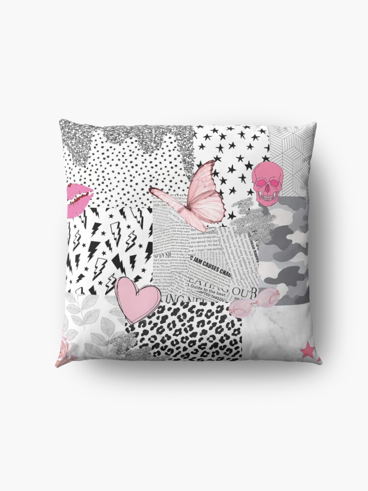 Alternate view of black pink white vsco collage Floor Pillow