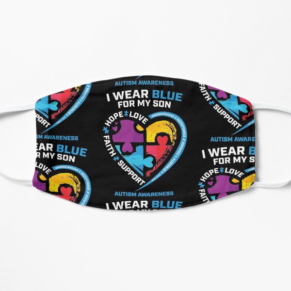 I Wear Blue For My Son Autism Awareness Gifts For Mom Dad Flat Mask