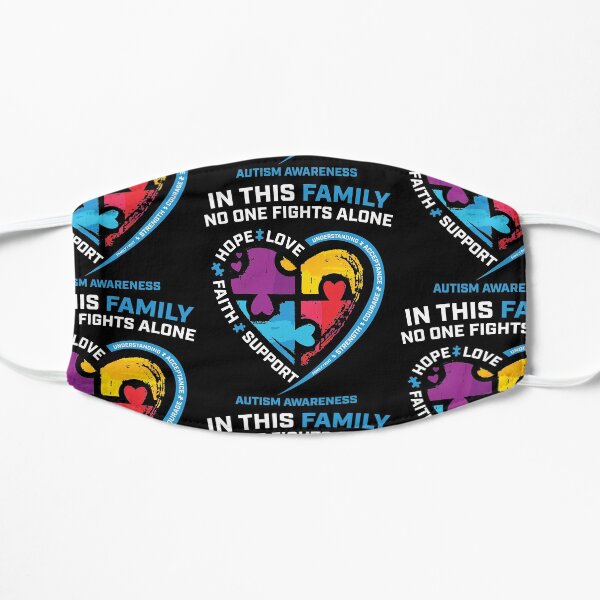 In This Family No One Fights Alone Blue Autism Awareness Gifts Flat Mask
