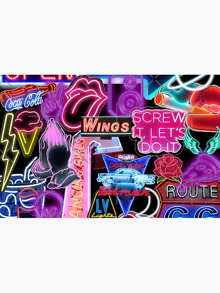 neon sign collage Tapestry for Sale by morgananjos