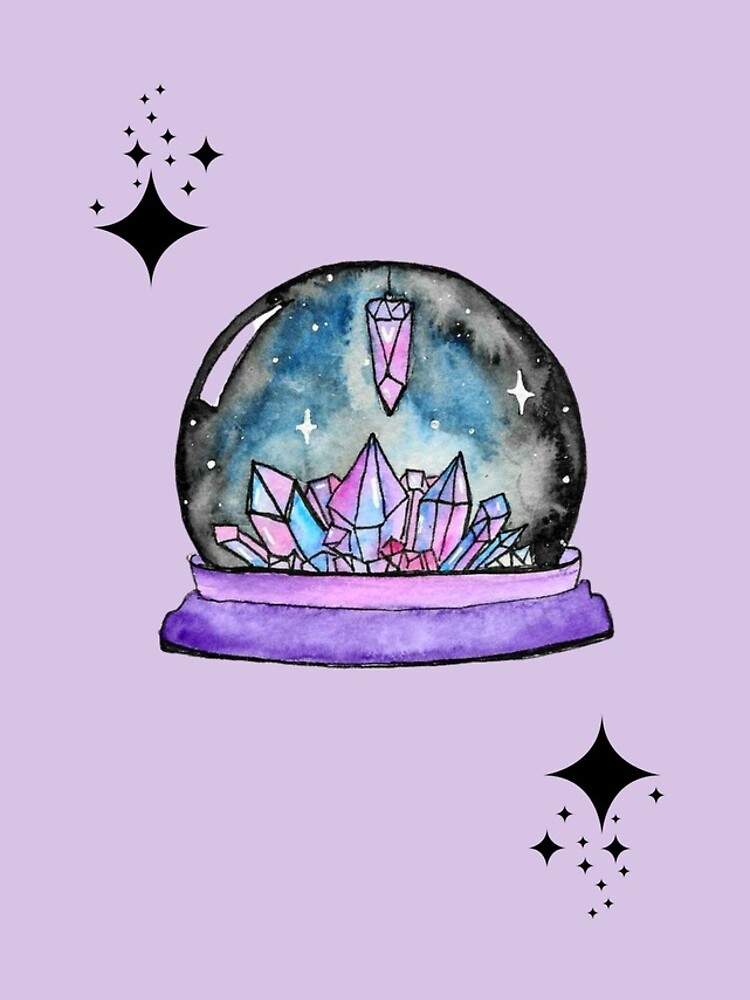 purple crystal ball watercolour art by artbylenashop