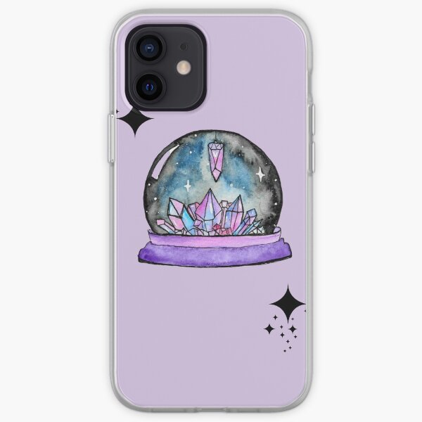 purple crystal ball watercolour art iPhone Soft Case