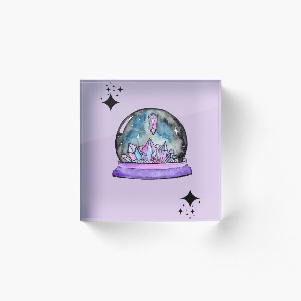 purple crystal ball watercolour art Acrylic Block