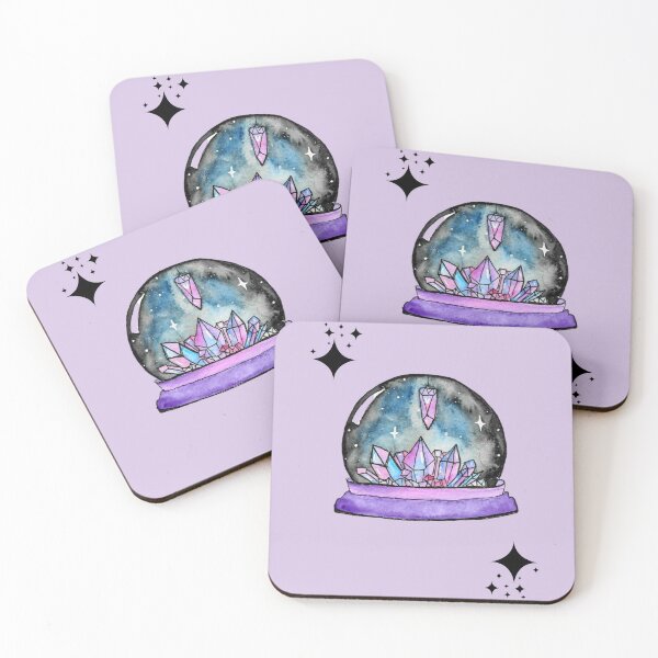 purple crystal ball watercolour art Coasters (Set of 4)