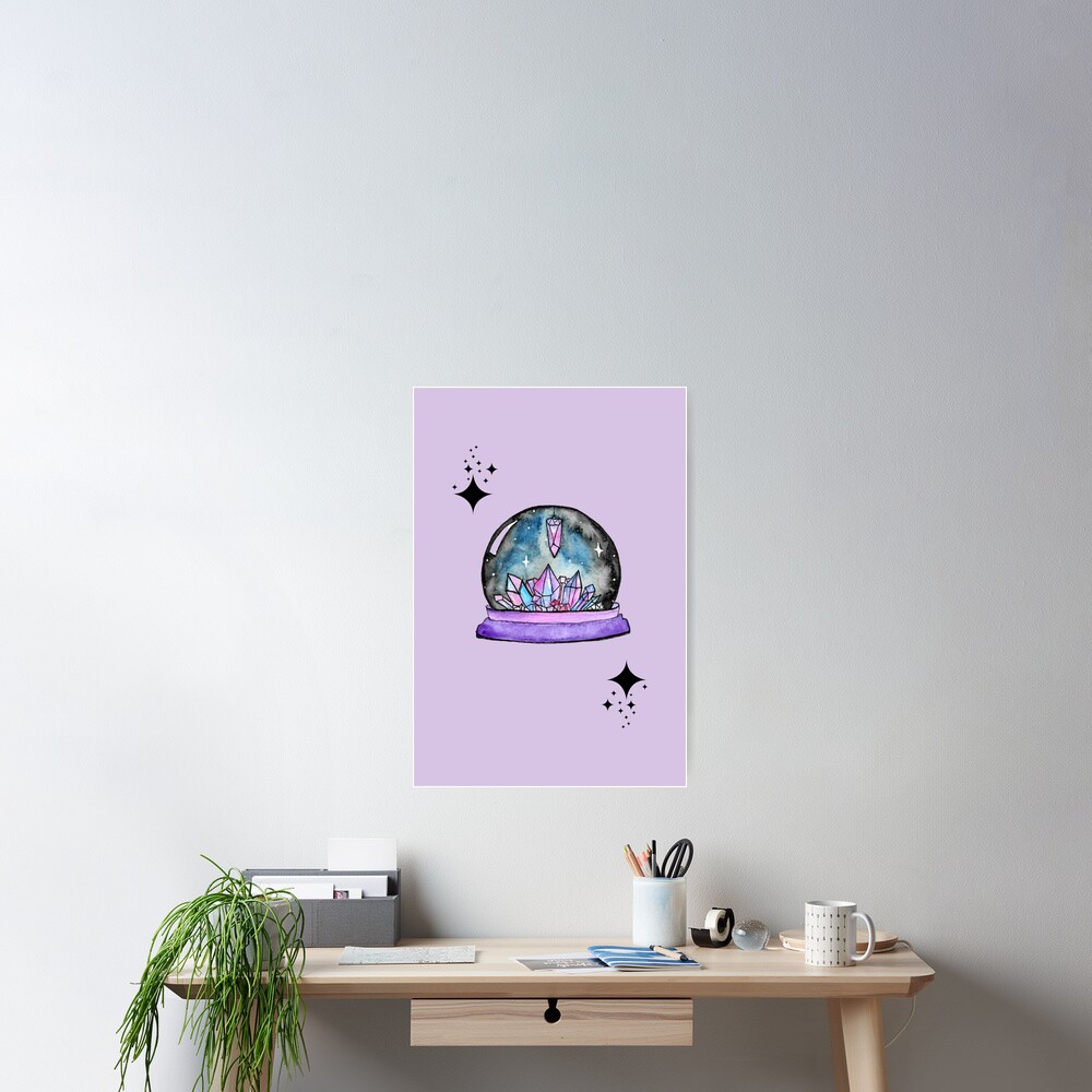 purple crystal ball watercolour art Poster