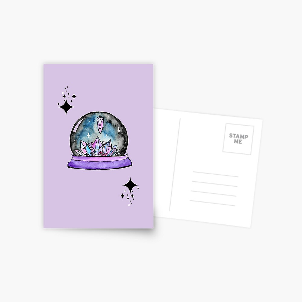 purple crystal ball watercolour art Postcard
